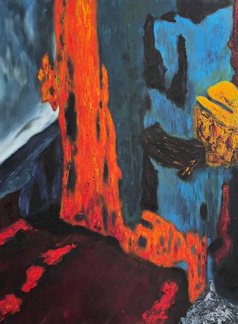 Abstrakte Malerei - Acrylbild mit leuchtenden Farben und freien organischen Formen.