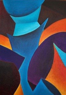 DEDEER II 2026 | Acryl auf Leinwand (Strukturgrund) | 100x70 | Silke Hirsch Abstrakte Malerei mit dynamischer Komposition aus türkisen, blauen, violetten und orangefarbenen Formen, bestehend aus vier Einzelbildern.